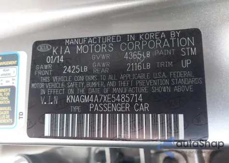 2014 Kia Optima Lx z USA, uszkodzony, nr VIN KNAGM4A7XE5485714